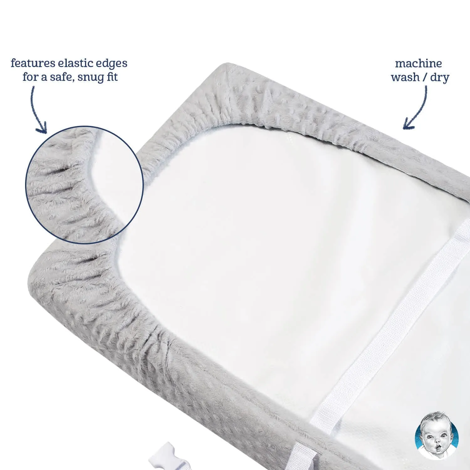 Baby Neutral Navy Dotted Changing Pad Cover
