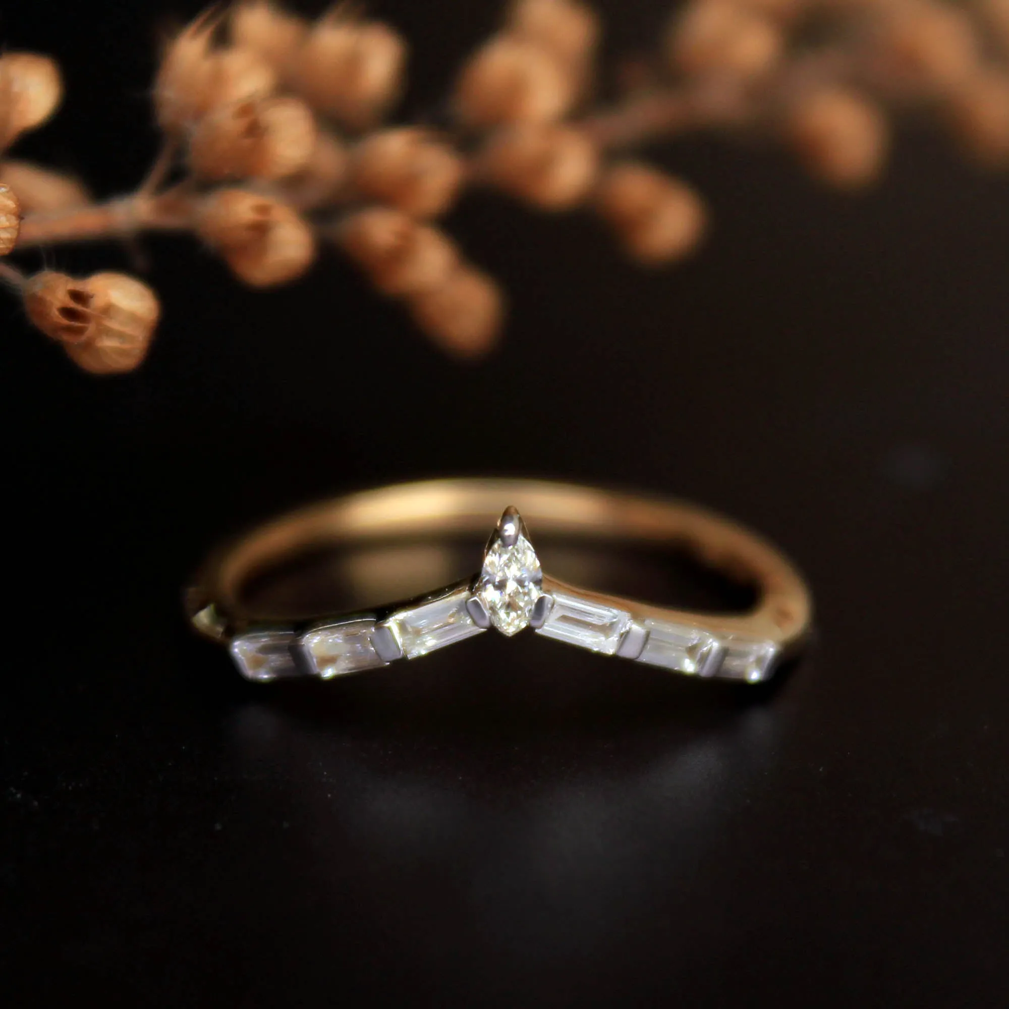 Baguette Marquise Chevron Nesting Band