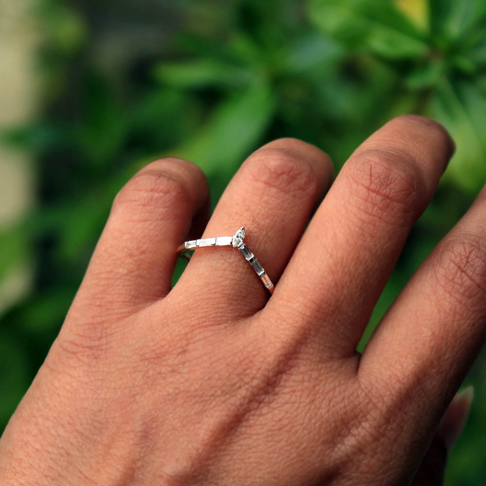 Baguette Marquise Chevron Nesting Band