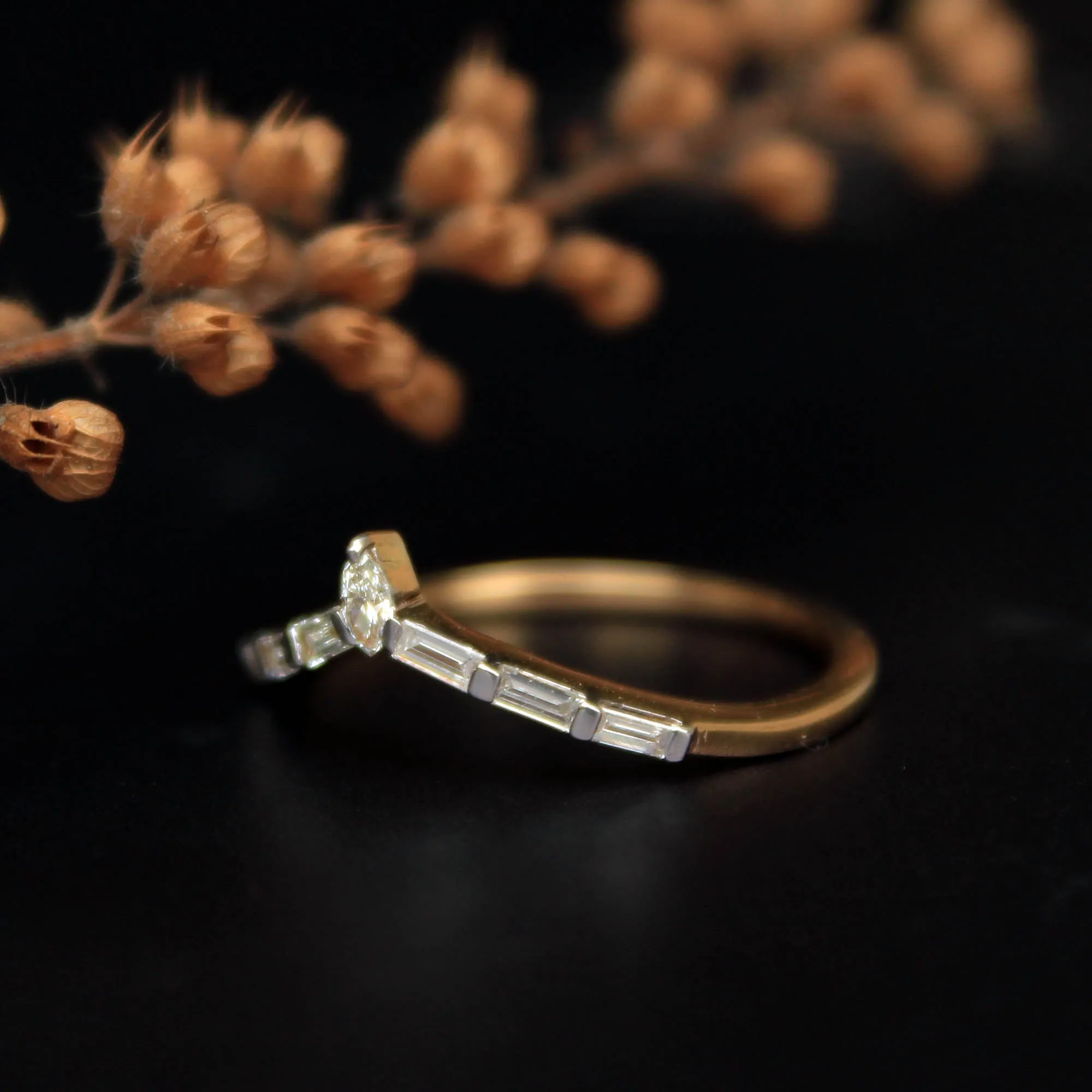 Baguette Marquise Chevron Nesting Band