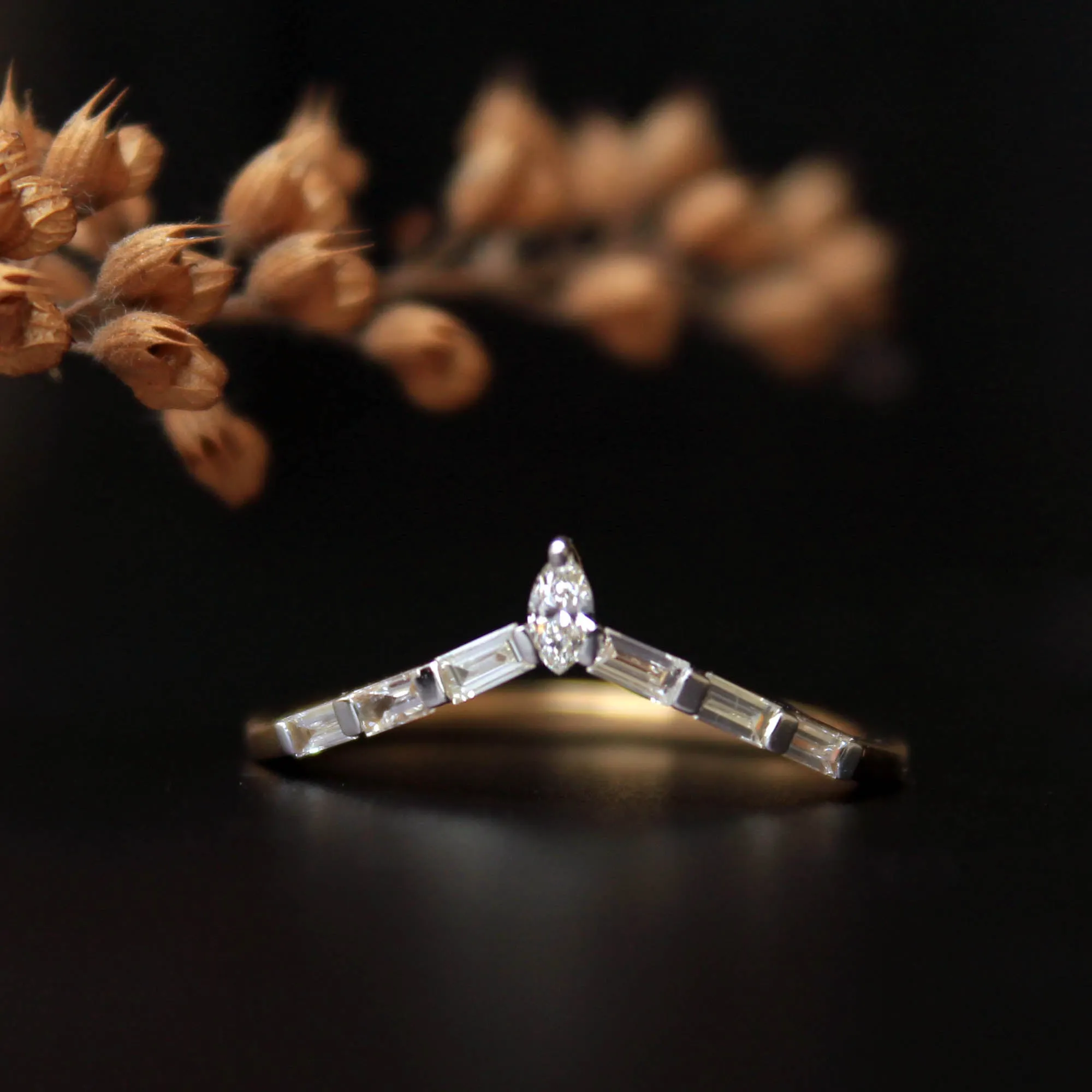 Baguette Marquise Chevron Nesting Band