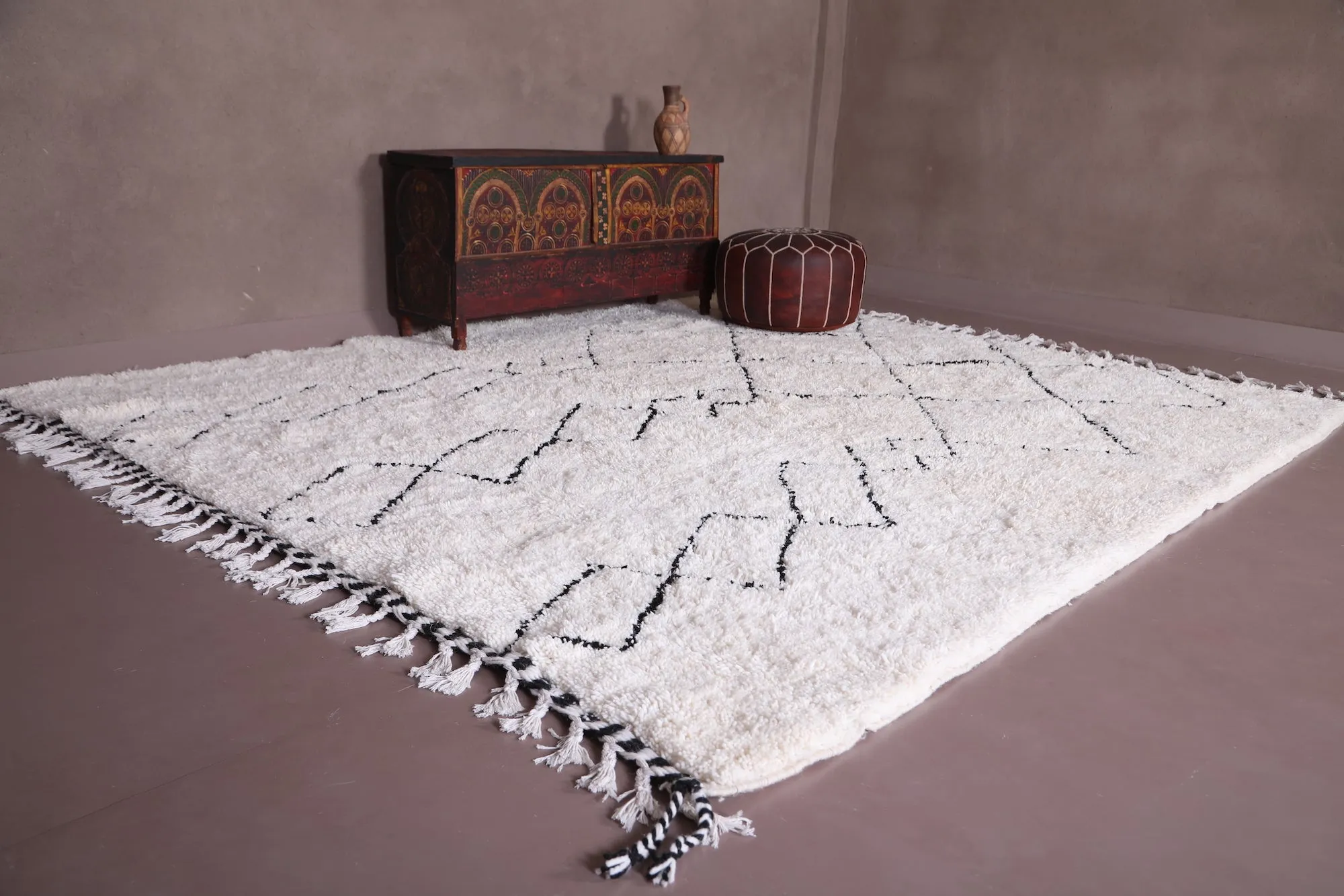 Beni ourain Rug - Handmade rug - Wool Moroccan carpet - Custom Rug