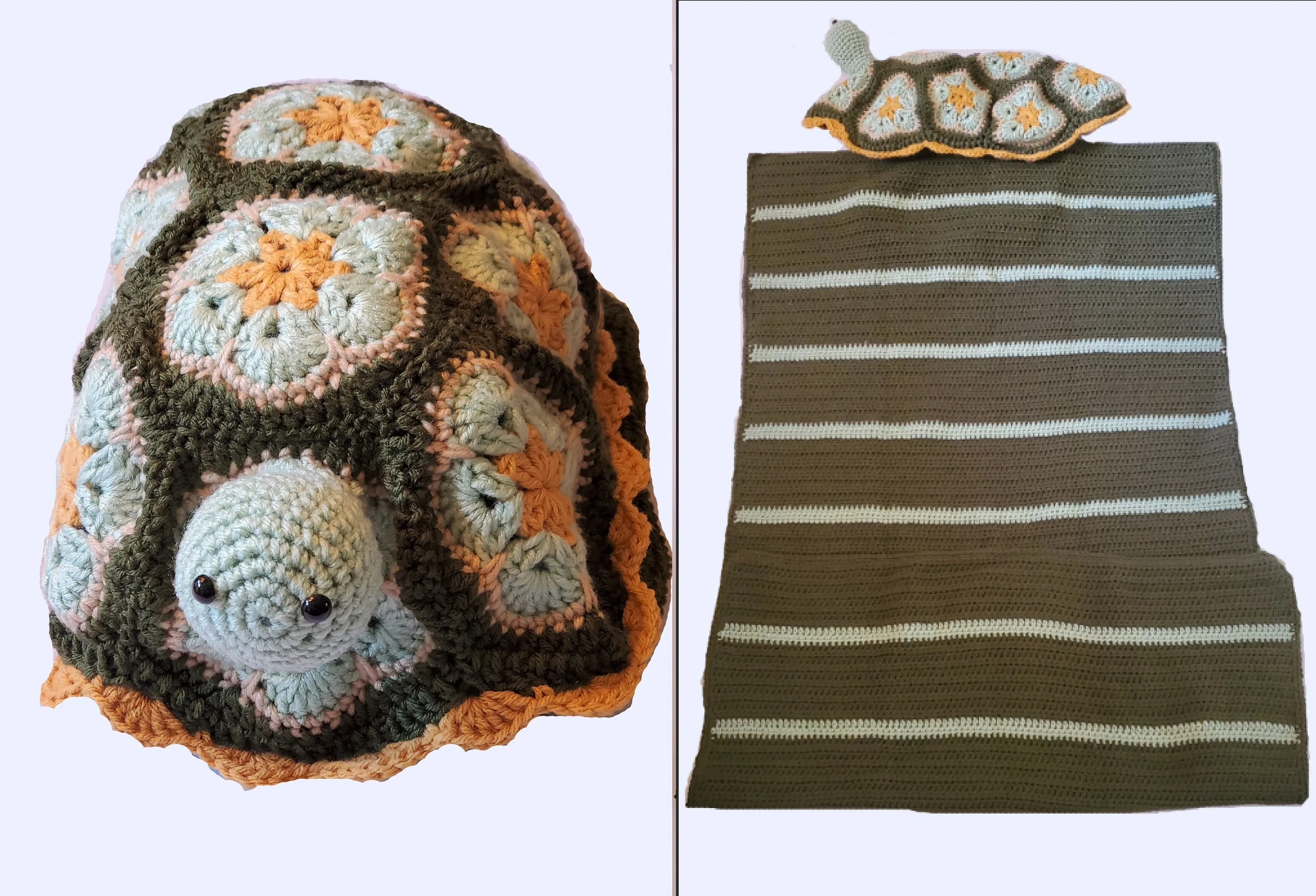 Benjamin the Turtle Nap Buddy Crochet Pattern - Turtle Toddler Blanket Crochet Pattern
