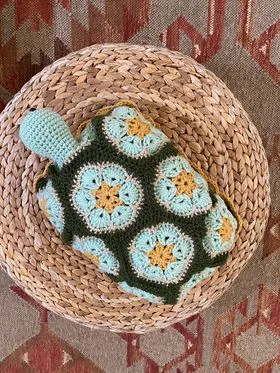 Benjamin the Turtle Nap Buddy Crochet Pattern - Turtle Toddler Blanket Crochet Pattern