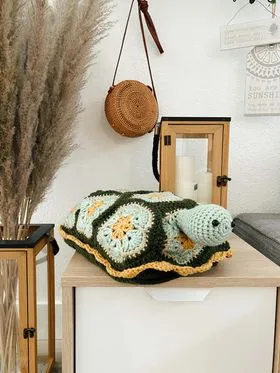 Benjamin the Turtle Nap Buddy Crochet Pattern - Turtle Toddler Blanket Crochet Pattern