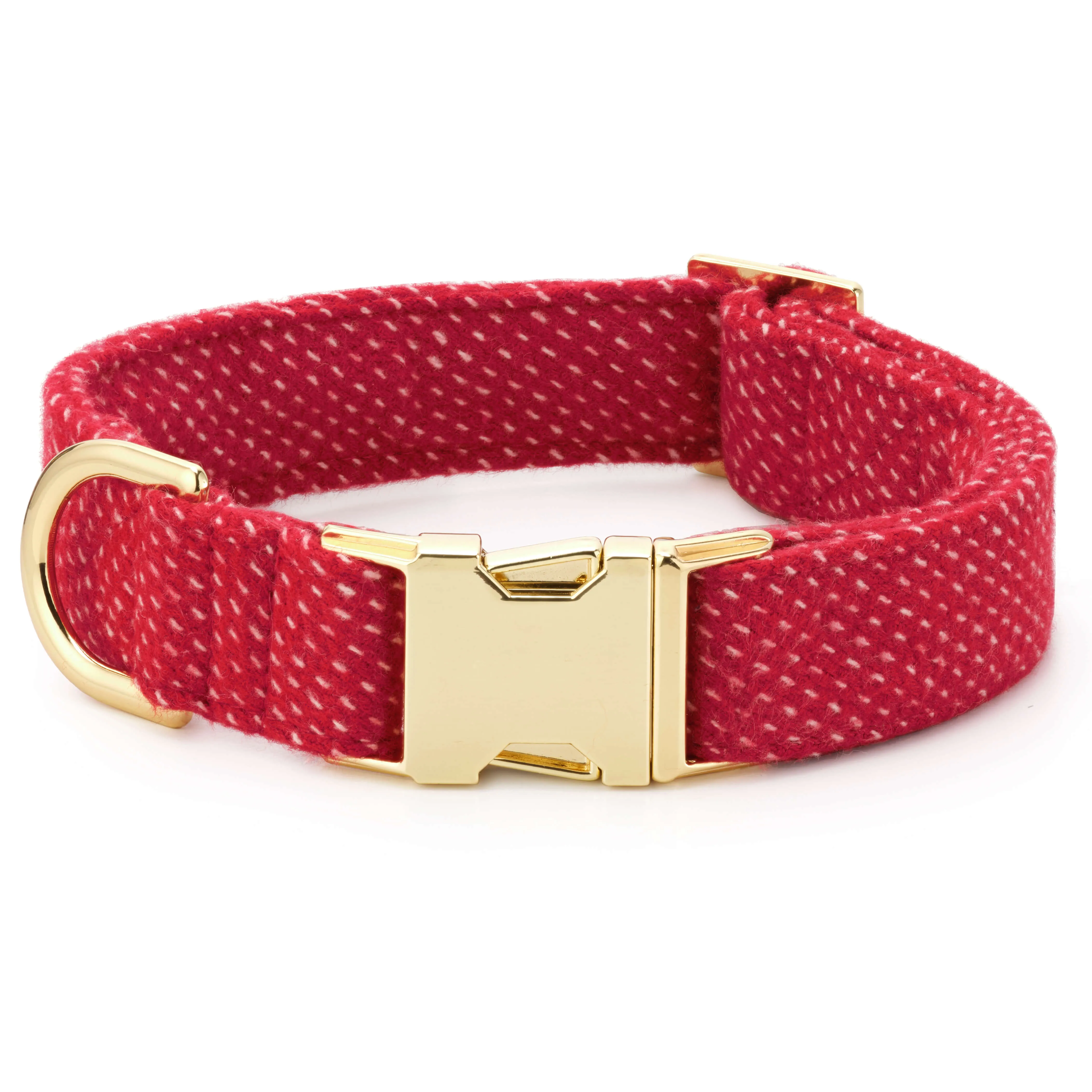 Berry Stitch Flannel Dog Collar