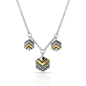 BGNC4947 Necklace - Charmed Chevron Silver