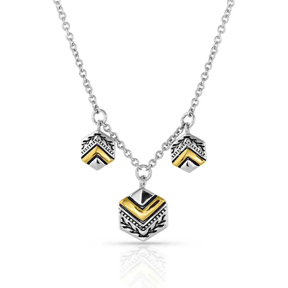 BGNC4947 Necklace - Charmed Chevron Silver