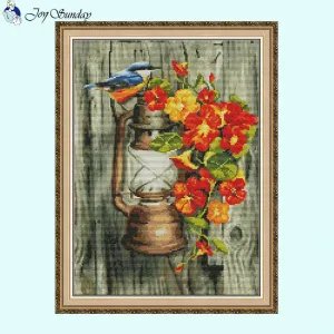 Bird on Horse Lamp Still Life Pattern Cross And Stitch