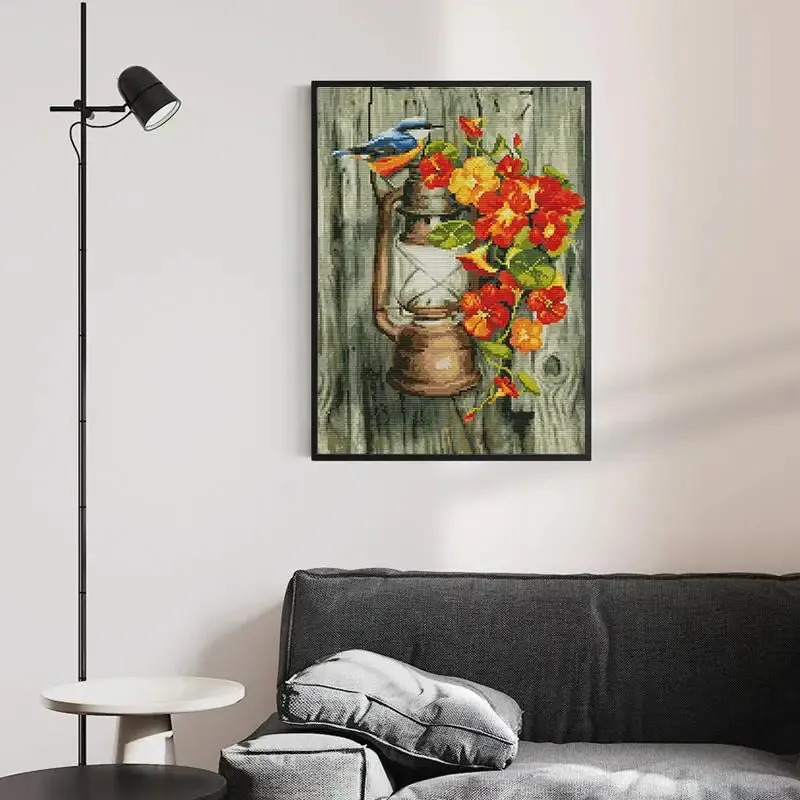 Bird on Horse Lamp Still Life Pattern Cross And Stitch
