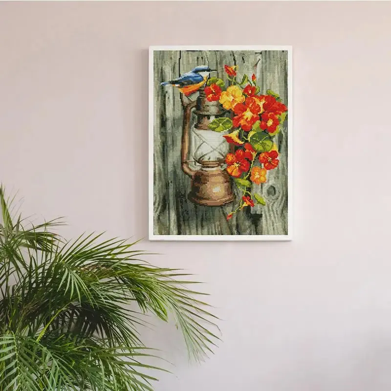 Bird on Horse Lamp Still Life Pattern Cross And Stitch