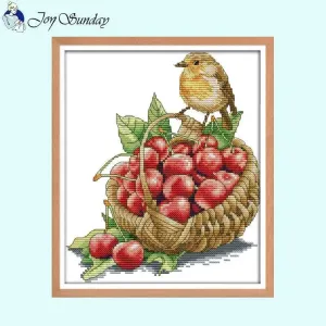 Birdie and Cheeries DIY Cross Stitch