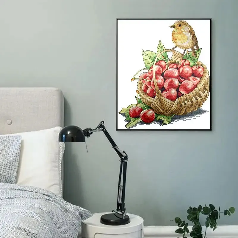 Birdie and Cheeries DIY Cross Stitch