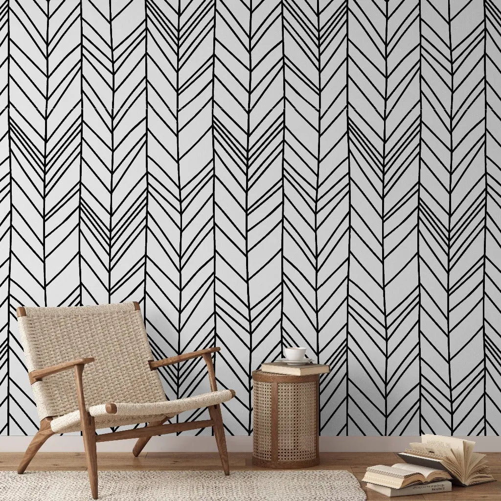 Black & White Chevron Wallpaper Mural
