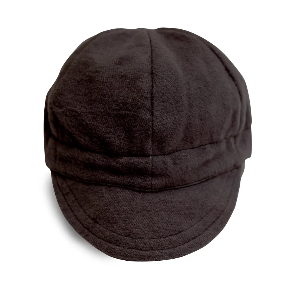 Black Flannel Newsboy Cap