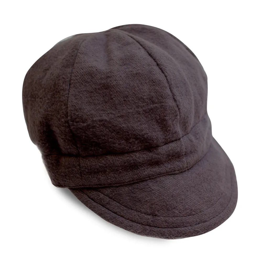 Black Flannel Newsboy Cap