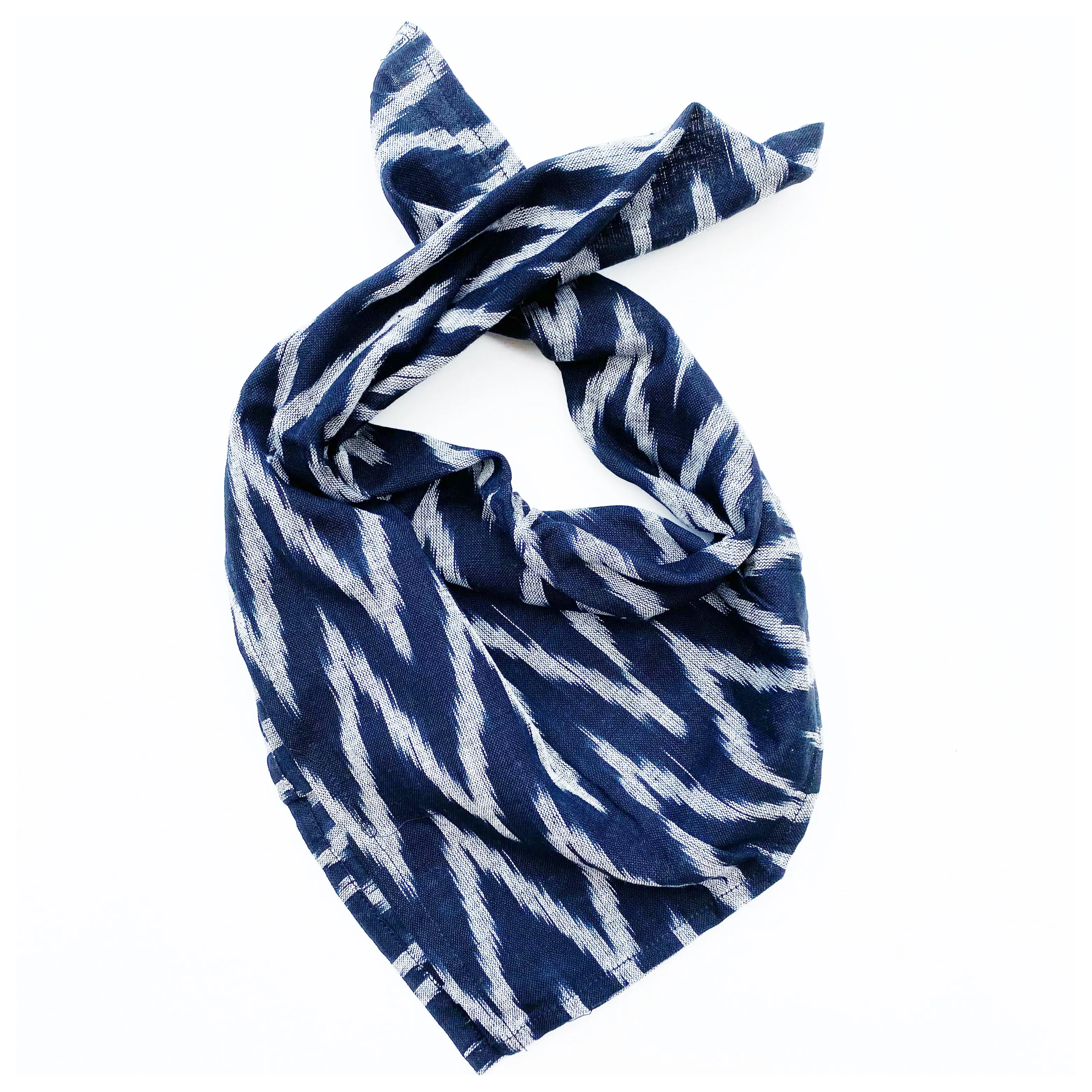 Black Grey Zig Zag Ikat Cotton Bandana