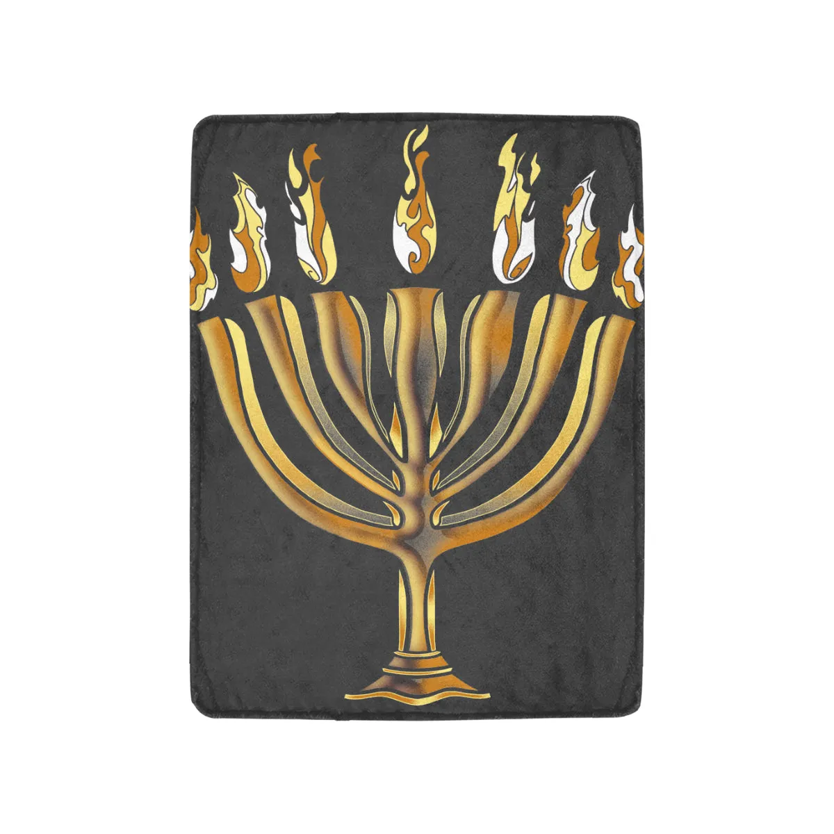 Black Ultra-Soft MENORAH Micro Fleece Blanket 30''x40''