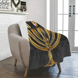 Black Ultra-Soft MENORAH Micro Fleece Blanket 30''x40''