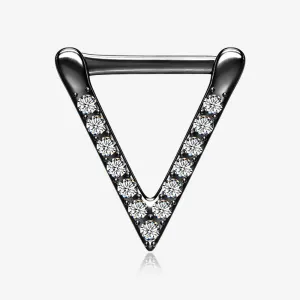 Blackline Urban Chevron Arrow Geometric Triangle Multi-Gem Clicker Hoop Ring