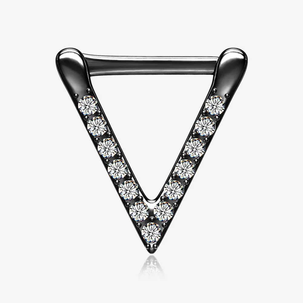 Blackline Urban Chevron Arrow Geometric Triangle Multi-Gem Clicker Hoop Ring