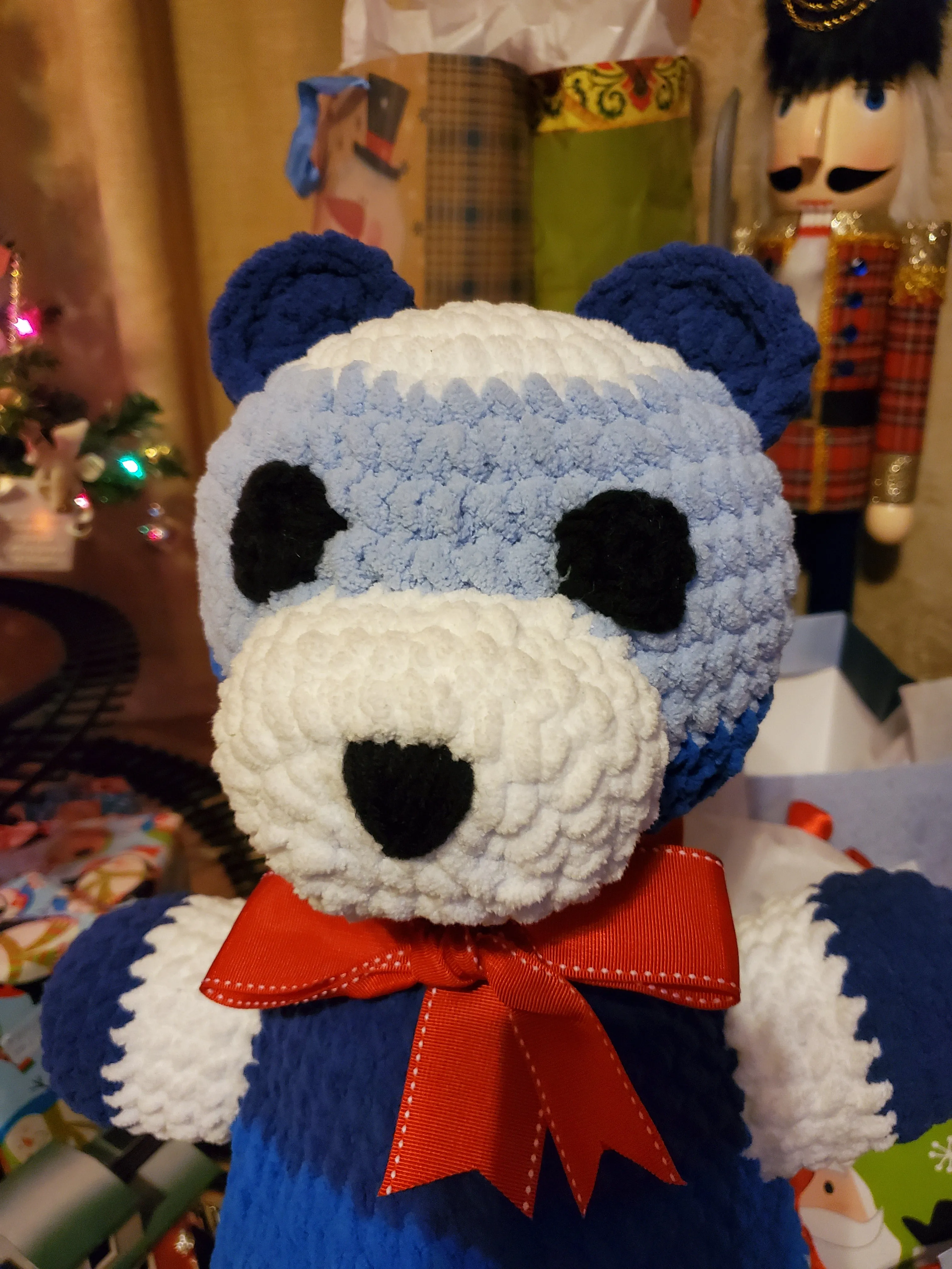 Blanket Yarn Teddy Bear Crochet Pattern - Christmas Bear Crochet Pattern