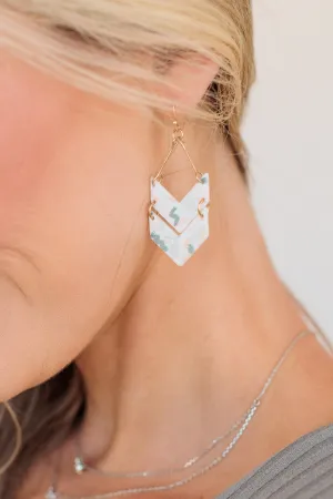 Blast From The Past Chevron Dangle Earrings- White