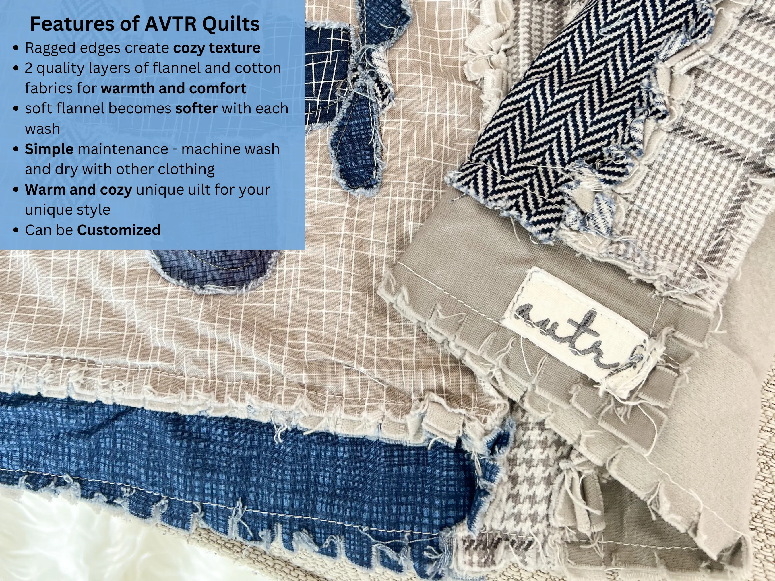 Blue Airplane Nursery Bedding – Navy Blue & Gray 3D Rag Quilt for Baby Boy