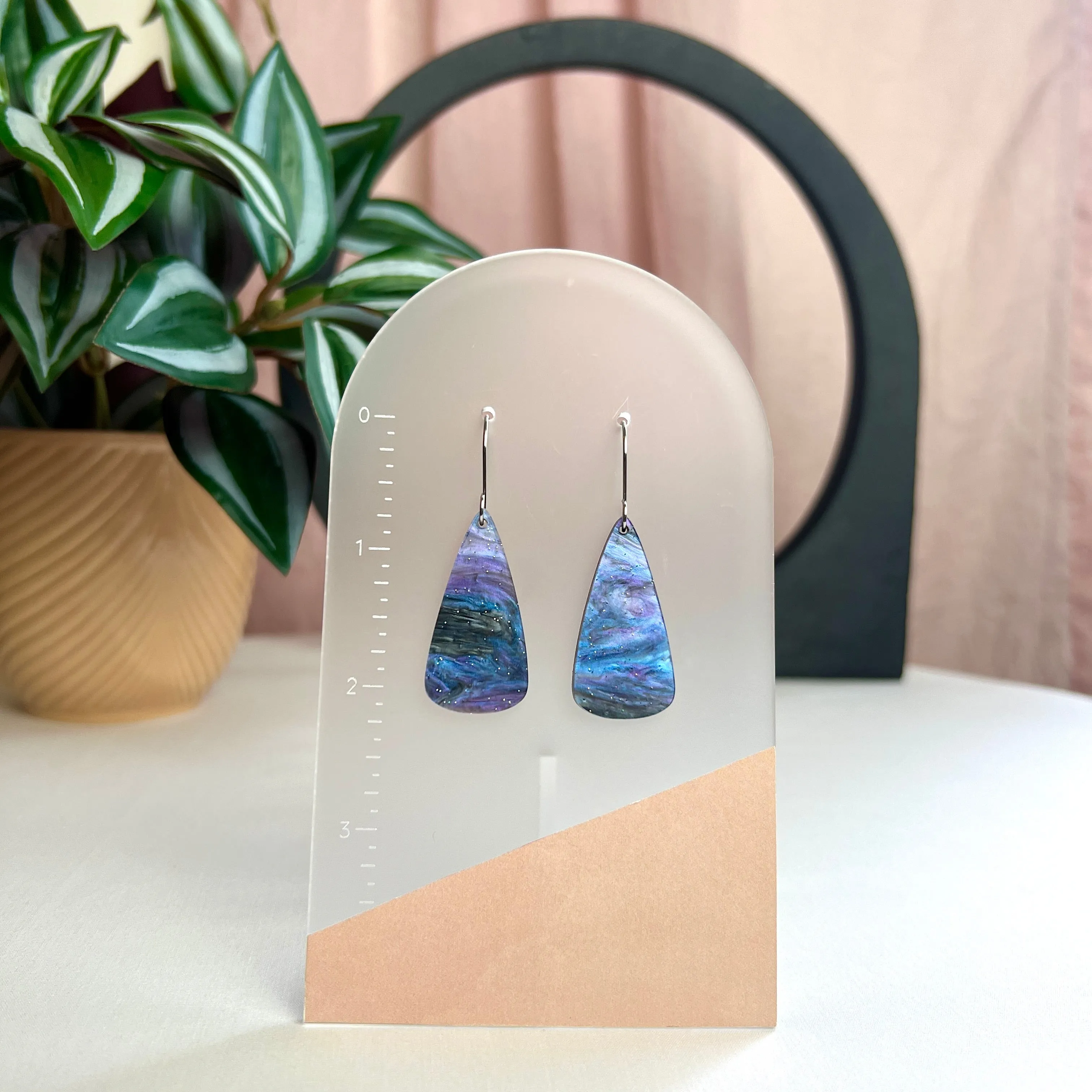 Blue Galaxy Drop Earrings