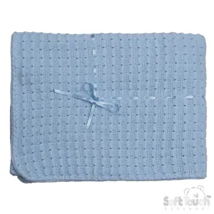 Blue Waffle Shawl - Ribbon (95x95cm) (PK4) SH12-B