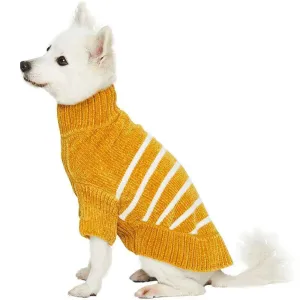 Blueberry Pet Soft Chenille Striped Sweater Mustard