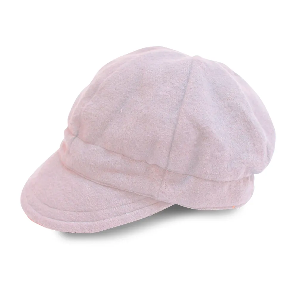 Blush Pink Flannel Newsboy Cap