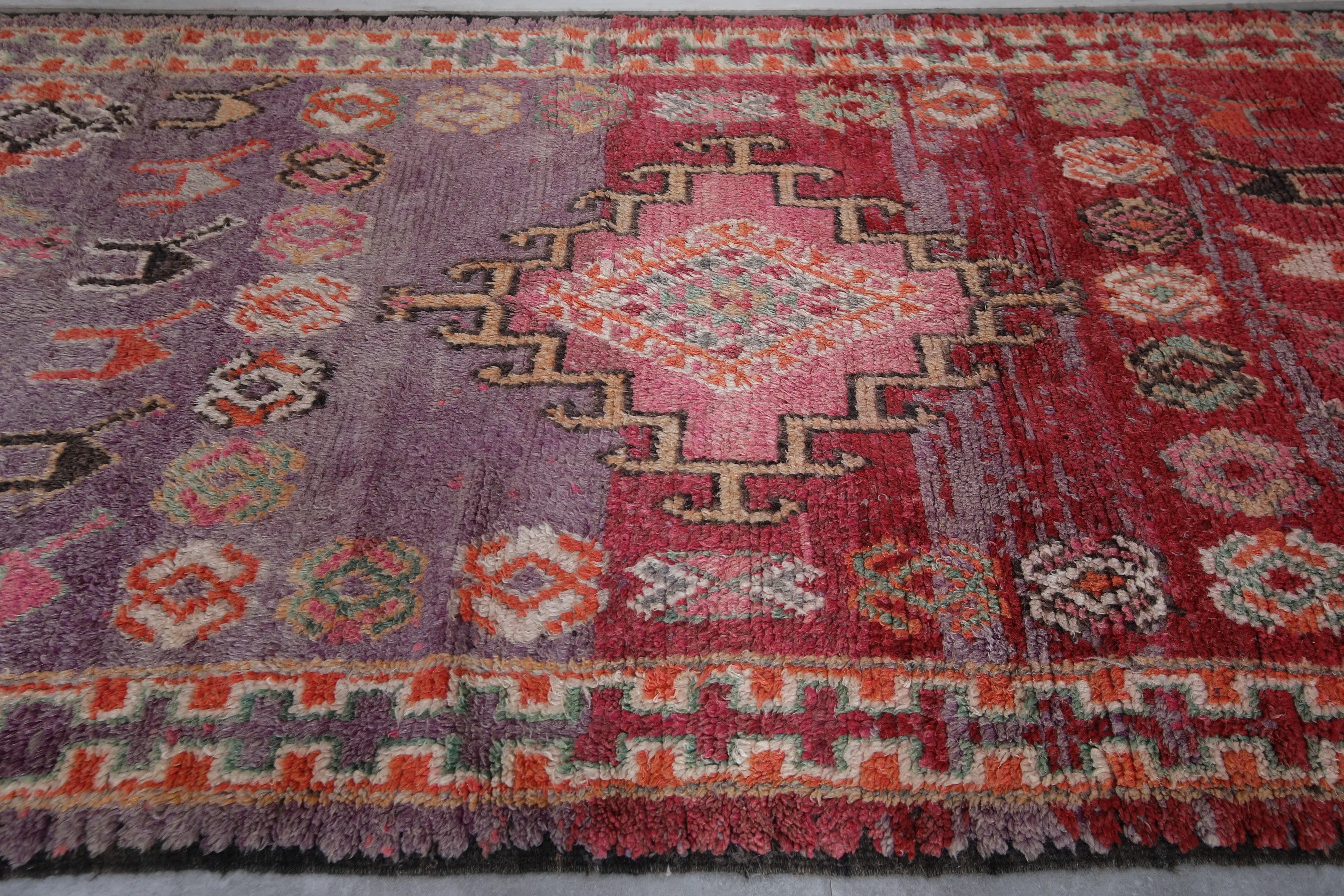 Boujaad Moroccan Rug with Vibrant Motifs - 6.3 x 13.9 Feet