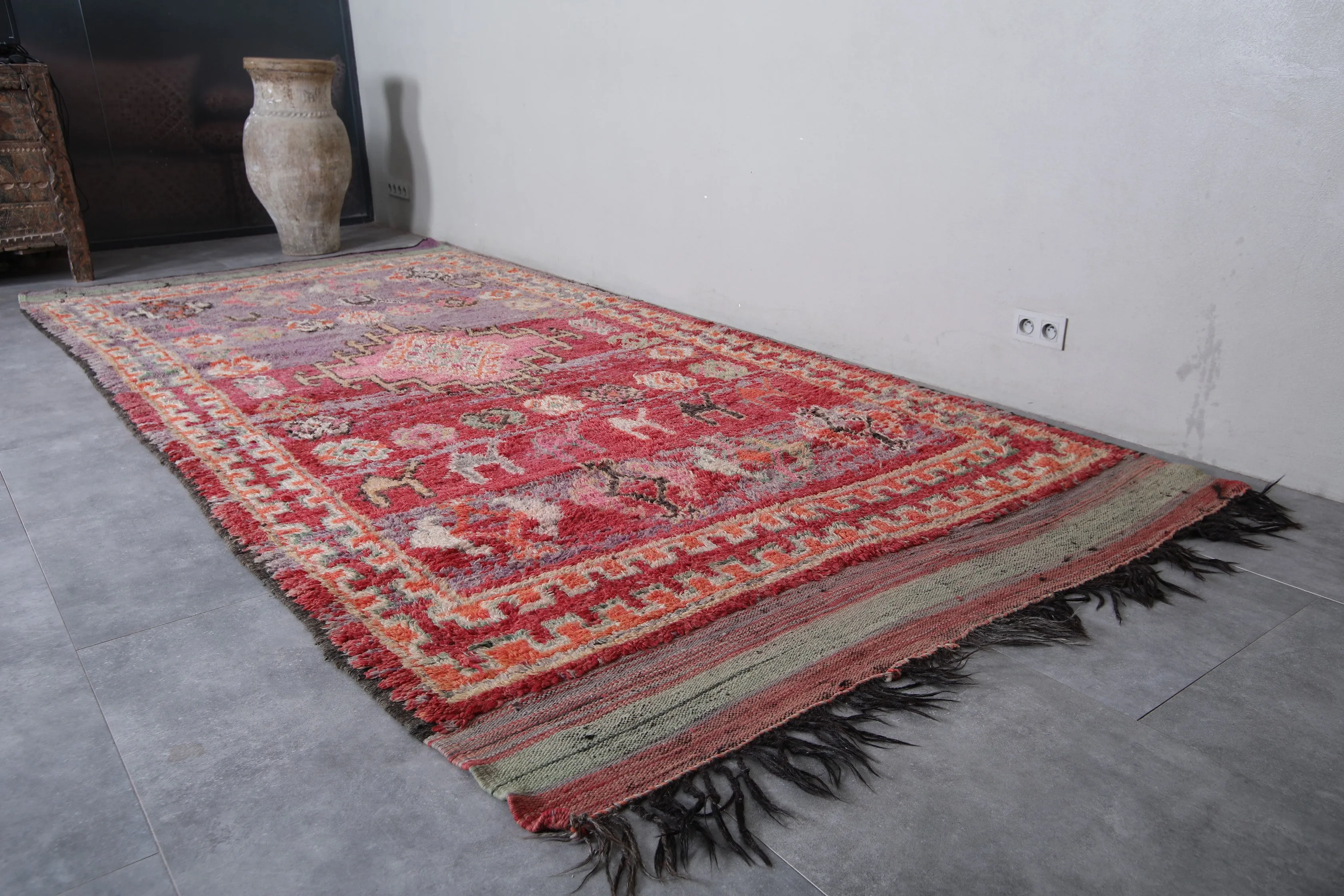 Boujaad Moroccan Rug with Vibrant Motifs - 6.3 x 13.9 Feet
