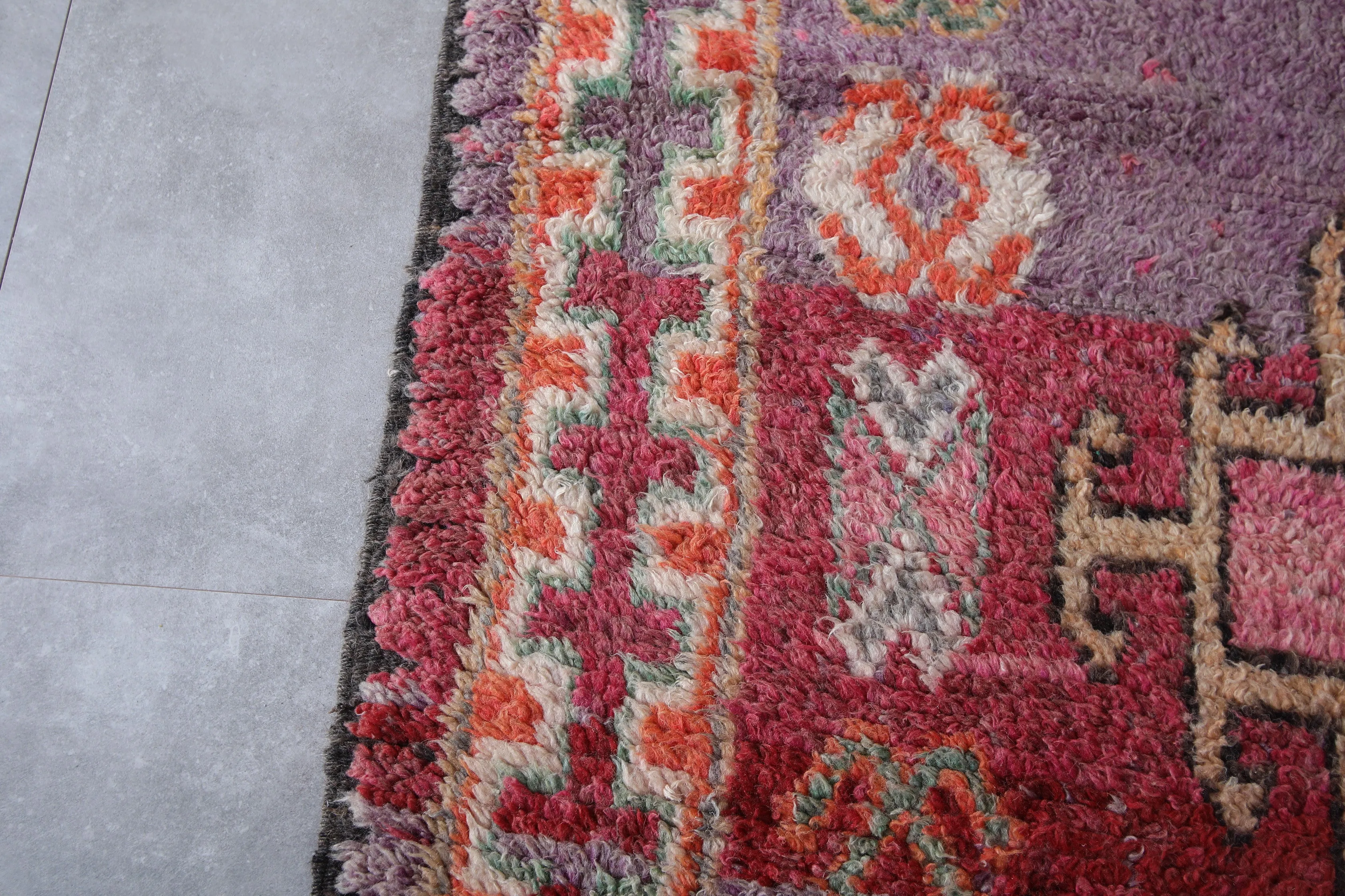 Boujaad Moroccan Rug with Vibrant Motifs - 6.3 x 13.9 Feet