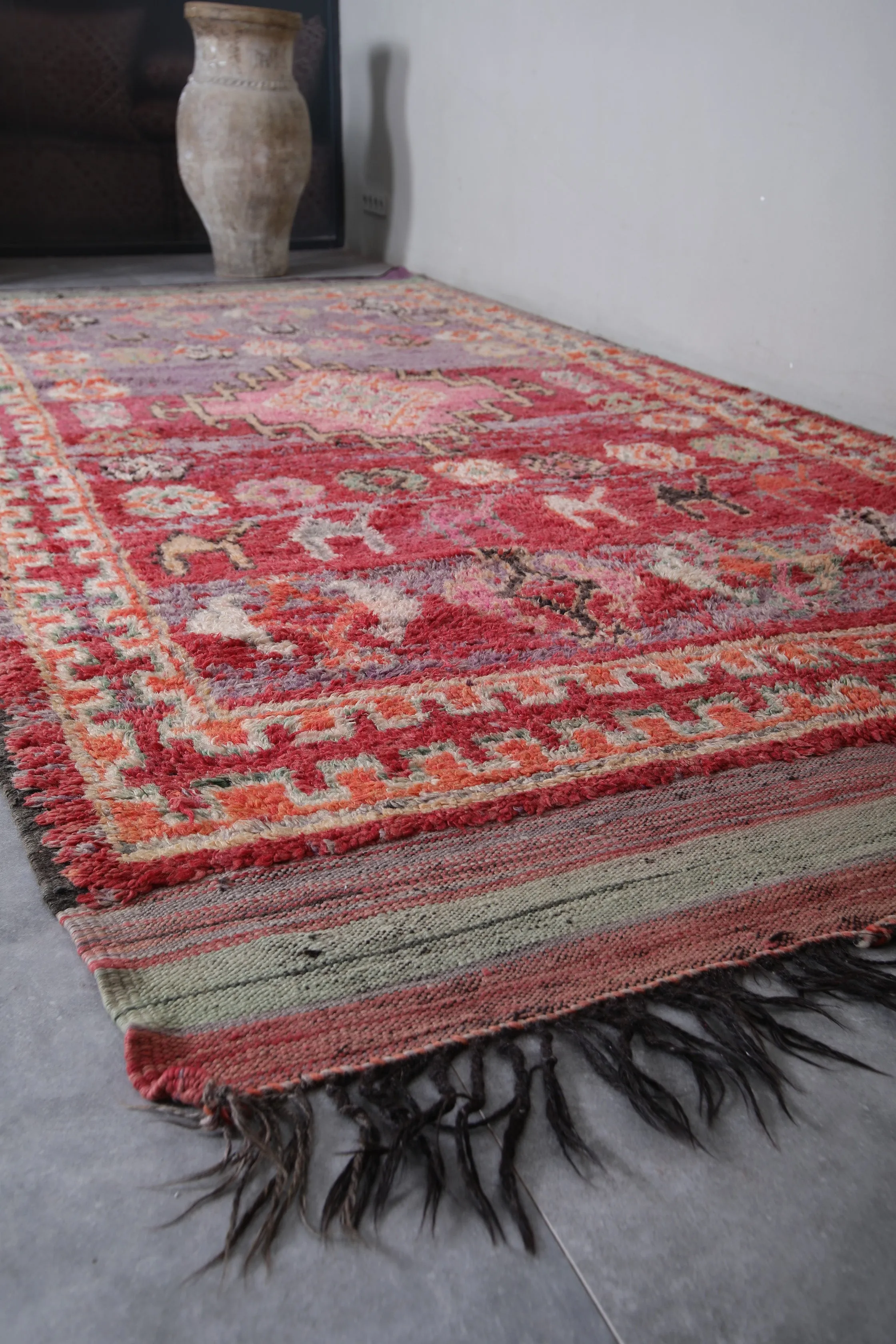Boujaad Moroccan Rug with Vibrant Motifs - 6.3 x 13.9 Feet