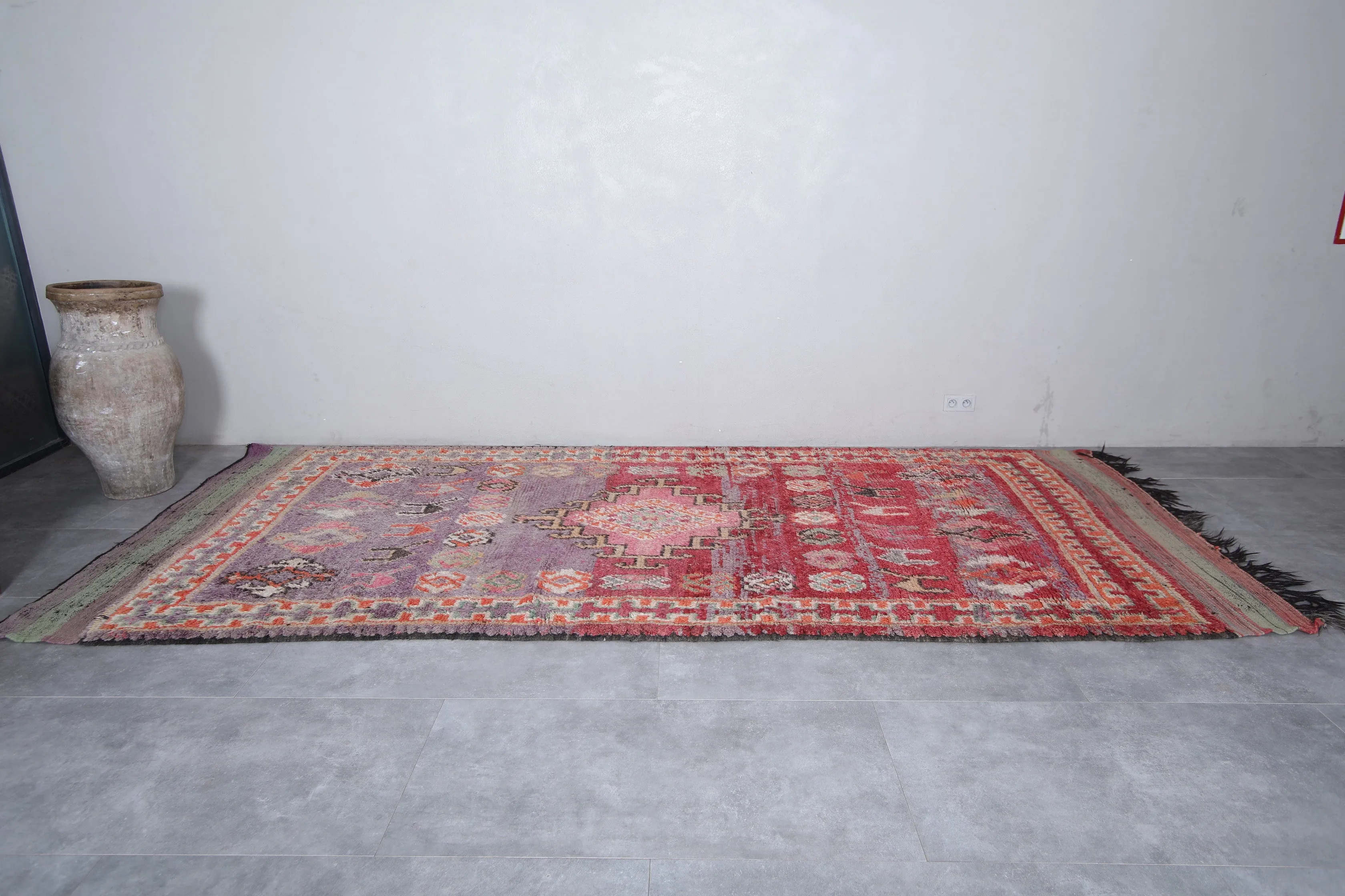 Boujaad Moroccan Rug with Vibrant Motifs - 6.3 x 13.9 Feet