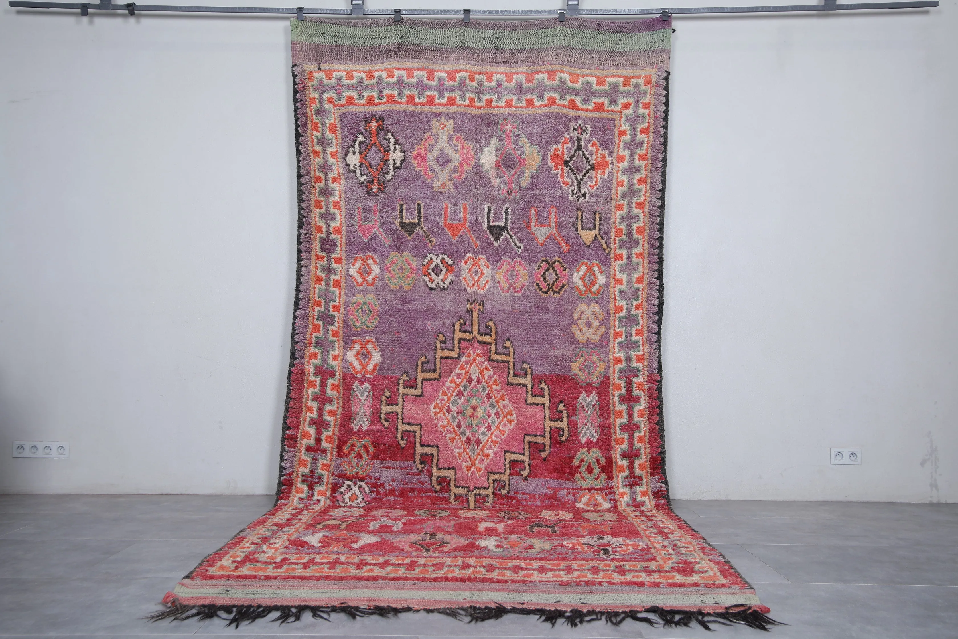 Boujaad Moroccan Rug with Vibrant Motifs - 6.3 x 13.9 Feet