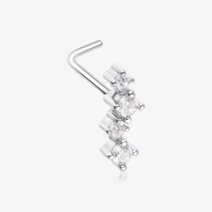 Brilliant Sparkle ZigZag Multi-Gem L-Shaped Nose Ring