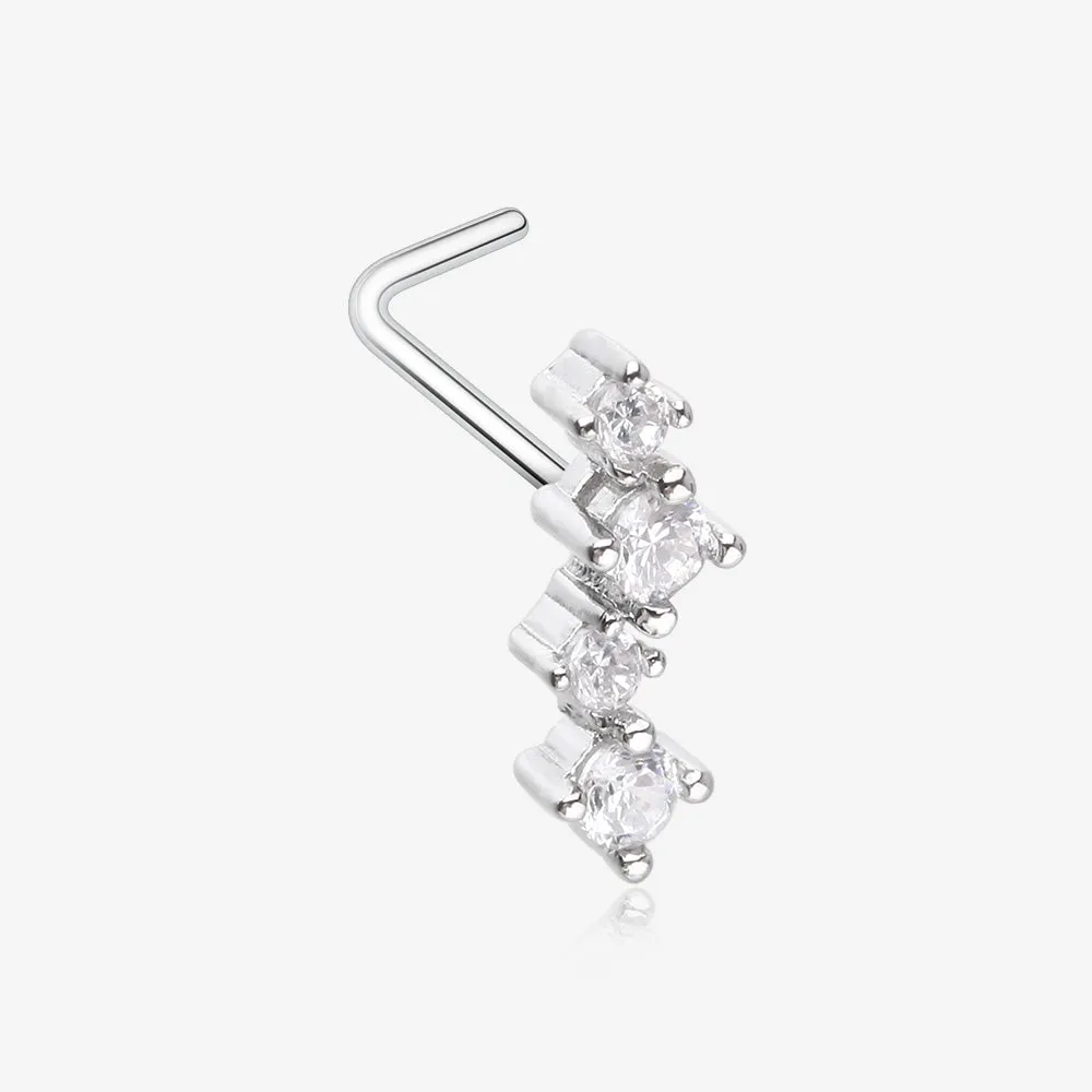 Brilliant Sparkle ZigZag Multi-Gem L-Shaped Nose Ring
