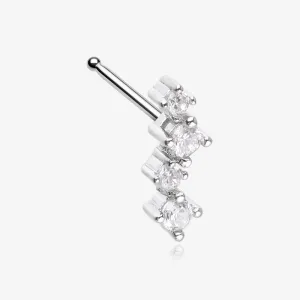 Brilliant Sparkle ZigZag Multi-Gem Nose Stud Ring