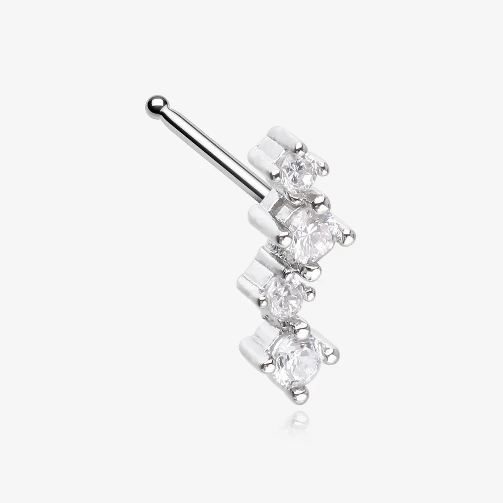 Brilliant Sparkle ZigZag Multi-Gem Nose Stud Ring