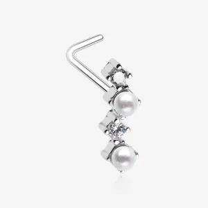 Brilliant Sparkle ZigZag Pearlescent Multi-Gem L-Shaped Nose Ring