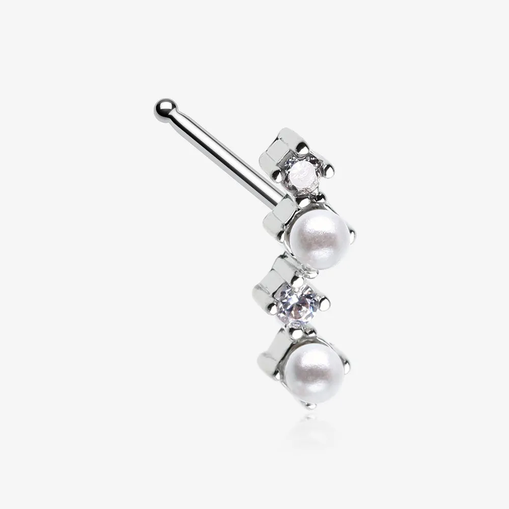 Brilliant Sparkle ZigZag Pearlescent Multi-Gem Nose Stud Ring