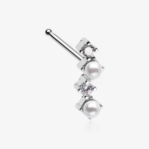 Brilliant Sparkle ZigZag Pearlescent Multi-Gem Nose Stud Ring