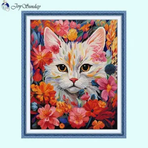 Cat in Flower Cat Cross Stitch Patterns