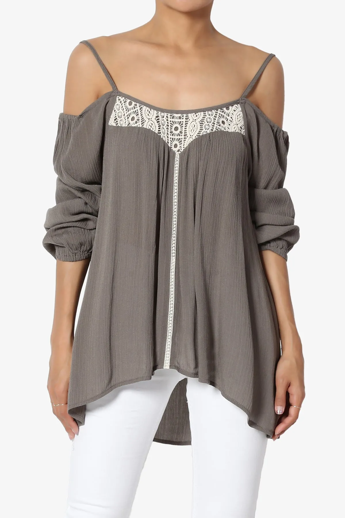 Cecilia Off Shoulder Embroidered Trim Blouse