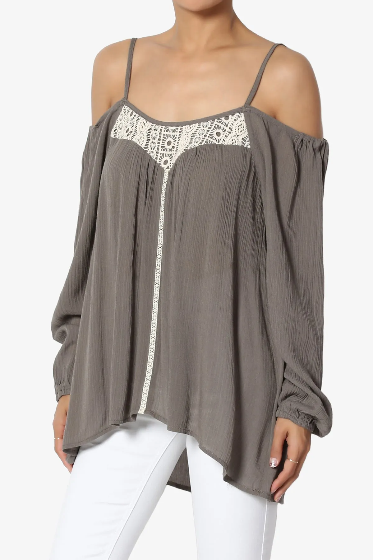 Cecilia Off Shoulder Embroidered Trim Blouse