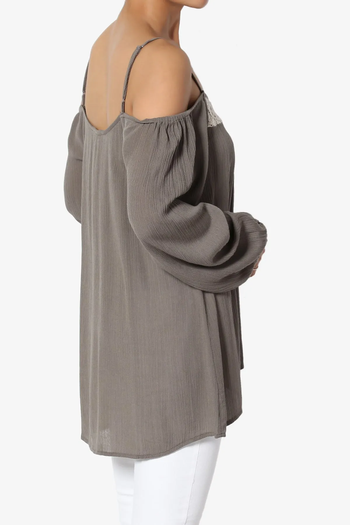 Cecilia Off Shoulder Embroidered Trim Blouse