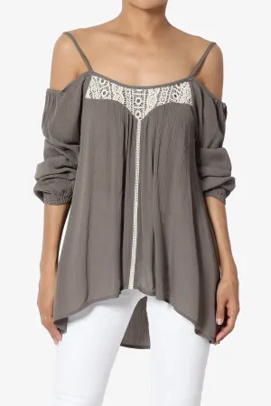 Cecilia Off Shoulder Embroidered Trim Blouse